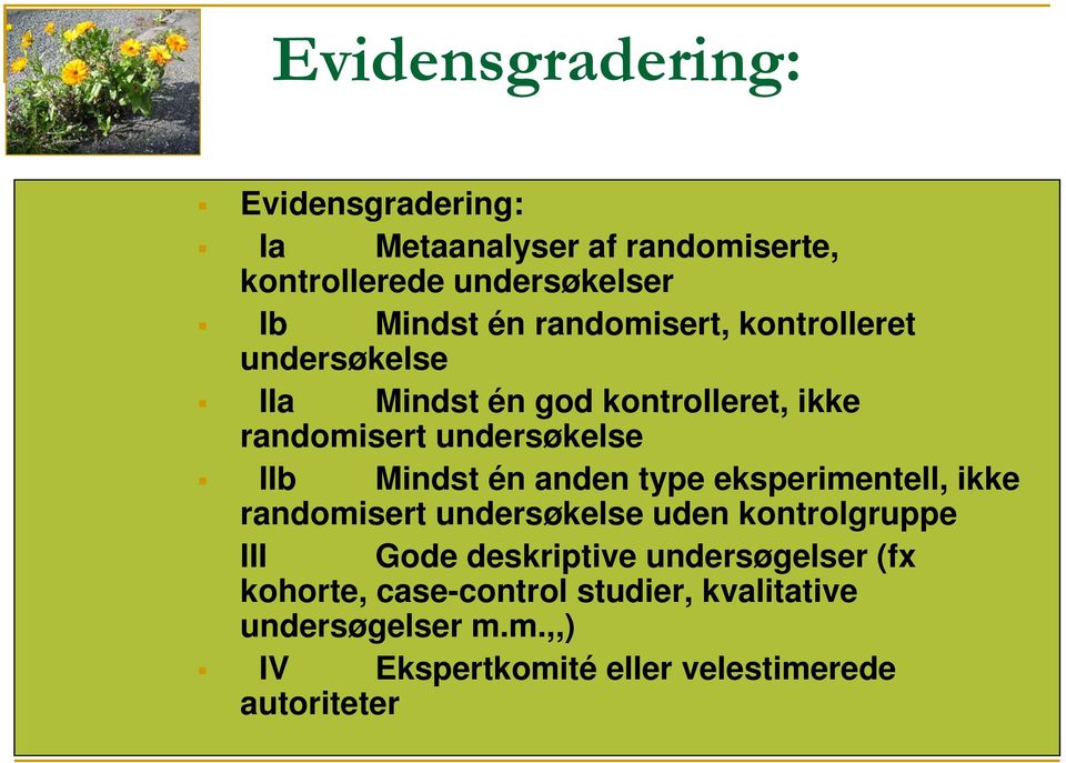 én anden type eksperimentell, ikke randomisert undersøkelse uden kontrolgruppe III Gode deskriptive undersøgelser