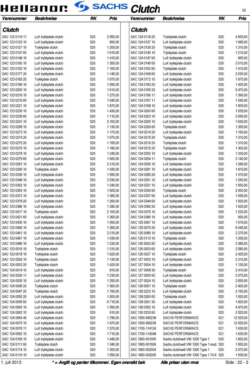 145,00 SAC 123 0183 20 Trykkplate clutch 520 1 070,00 SAC 123 0196 10 LuK trykkplate clutch 520 1 090,00 SAC 123 0200 10 LuK trykkplate clutch 520 1 610,00 SAC 123 0216 10 LuK trykkplate clutch 520 1
