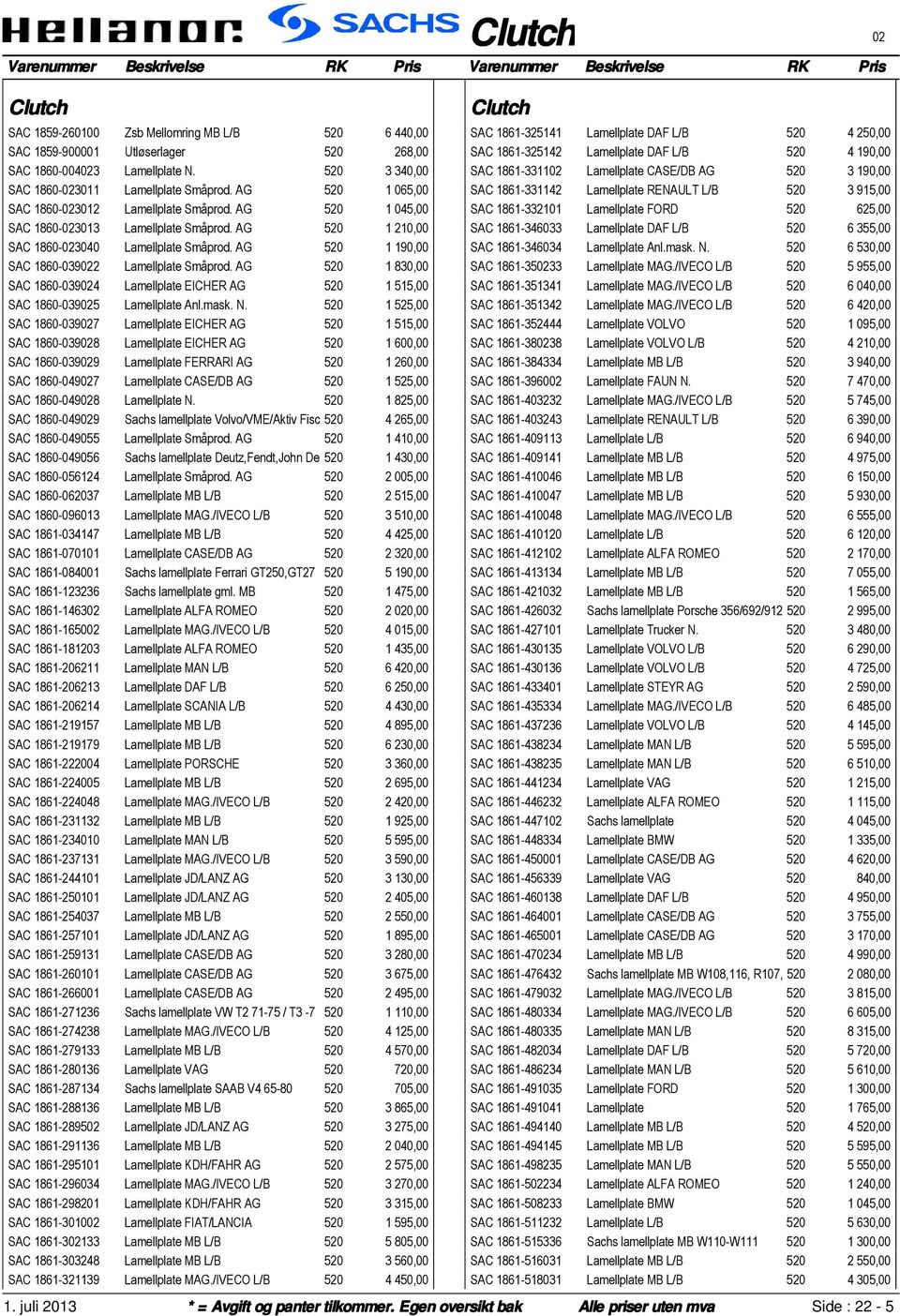 AG 520 1 190,00 SAC 1860-039022 Lamellplate Småprod. AG 520 1 830,00 SAC 1860-039024 Lamellplate EICHER AG 520 1 515,00 SAC 1860-039025 Lamellplate Anl.mask. N.