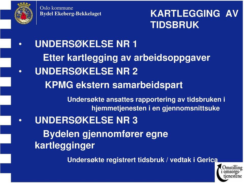 av tidsbruken i hjemmetjenesten i en gjennomsnittsuke UNDERSØKELSE NR 3 Bydelen