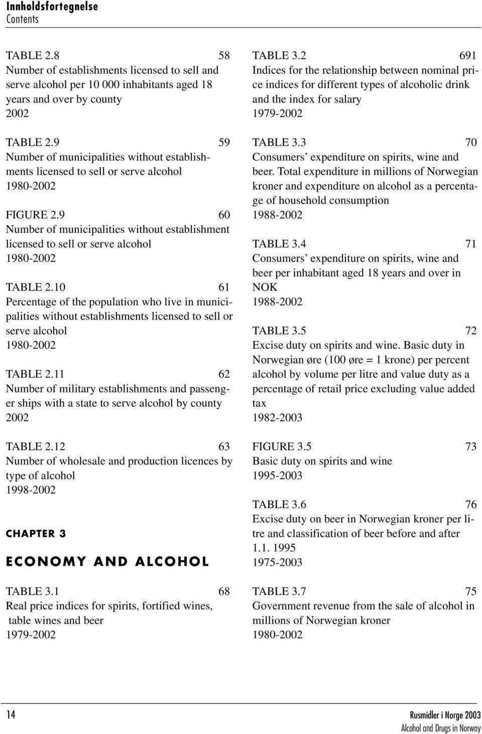 9 60 Number of municipalities without establishment licensed to sell or serve alcohol 1980-2002 TABLE 2.