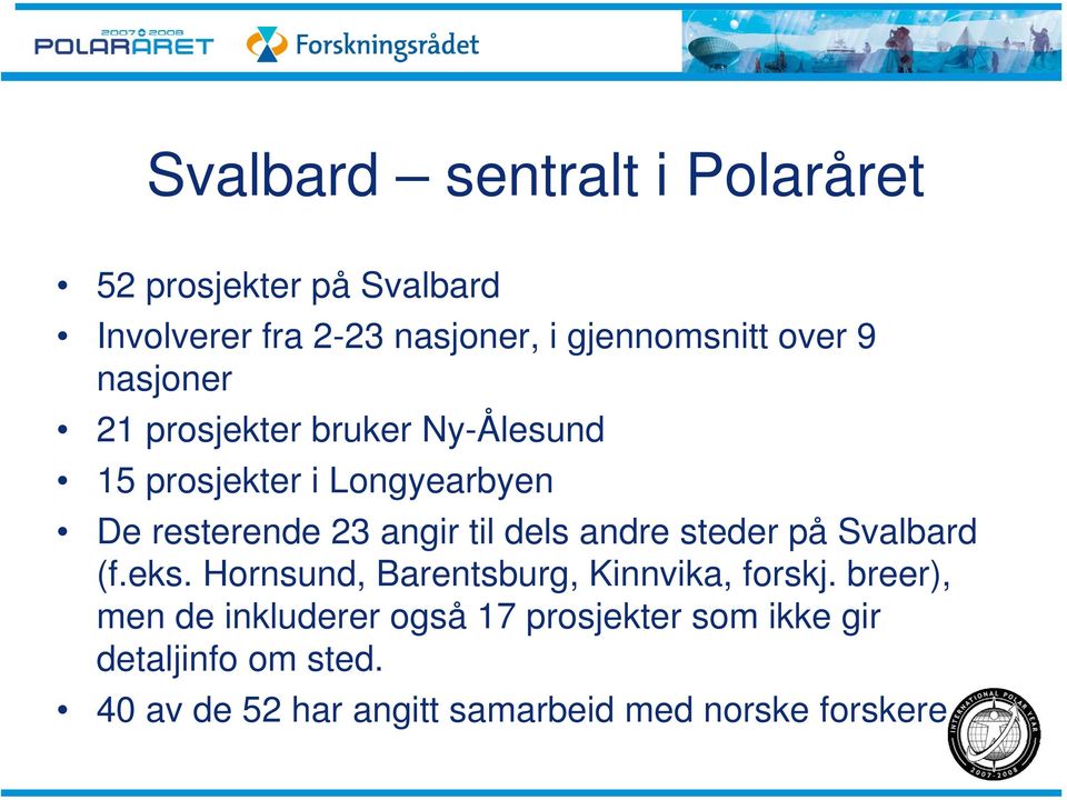 dels andre steder på Svalbard (f.eks. Hornsund, Barentsburg, Kinnvika, forskj.