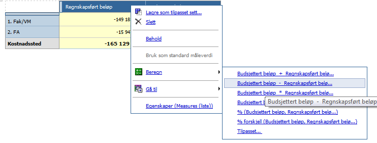 Hjelp/hint case 1: Utregning: 1. Velg raden/kolonnen du vil starte regnestykket på, trykk på denne sånn at den blir markert. 2.