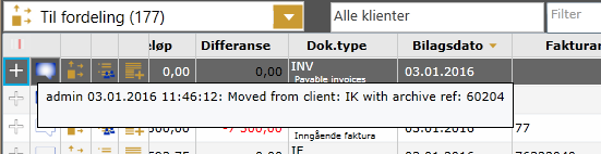 5. Send disse videre i arbeidsflyt hvor de nå vil finnes med riktig klient. Bilagene får ett nytt arkivnummer.