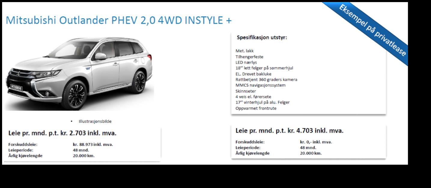 Er privatleasing et alternativ? Bilpris, kr. 465.000 Etter 4 år og 80.000 kilometer Alt. 1 Alt.