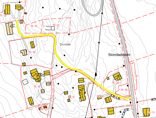 Sak 14 og 15: Veier fra Skinstadveien NK har foreslått to nye navn på Skinstad sak 14 Skinstadtoppen og sak 15 Skinstadberga. Berørte beboere i sak 15 har sendt inn felles innsigelse.