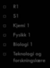 To programområder til fordypning Programfagtilbudet er hovedsakelig delt inn i to programområder: Realfag og Språk, samfunnsfag og økonomi (SSØ) Realfag R1 S1 Kjemi 1 Fysikk 1 Biologi 1 Teknologi og