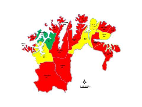 STATUS Vedtak i fylket 2 kommuner med positive vedtak om sammenslåing med hverandre, Kvalsund og Hammerfest kommuner.