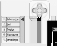 Instrumenter og betjeningselementer 109 Grunn-nivå display Velge menyer og funksjoner Menyene og funksjonene kan velges med knappene på blinklyshendelen.