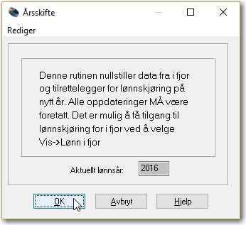 5. Årsavslutning Når alt er gjort i forhold til kontroll av registrerte opplysninger og sammenstillingsoppgaver er det klart for årsavslutning.