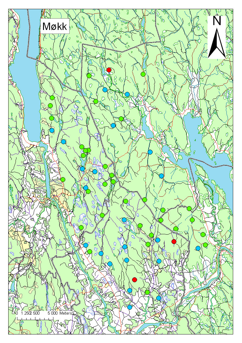 3. Gjennomsnittlig antall møkkhauger per dekar for takserte bestand.