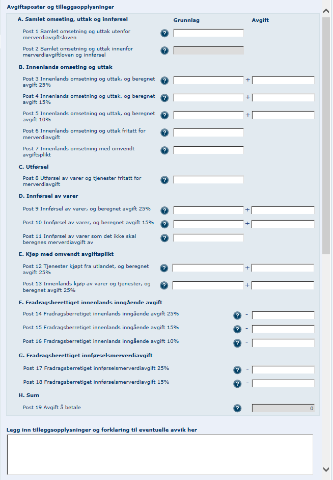 Altinn Maskinell summering: Post 2 (summerer post 3 12) Beregnet