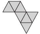 16. Klara skal lage en stor likesidet trekant ved å sette sammen små likesidete trekanter. Hun har allerede satt sammen noen av disse små trekantene, slik figuren til høyre viser.