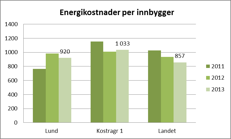 Nå-situasjonen: Total energibruk Som vi så under vurderingen av lokaler, har Lund kommune noe høye energikostnader.