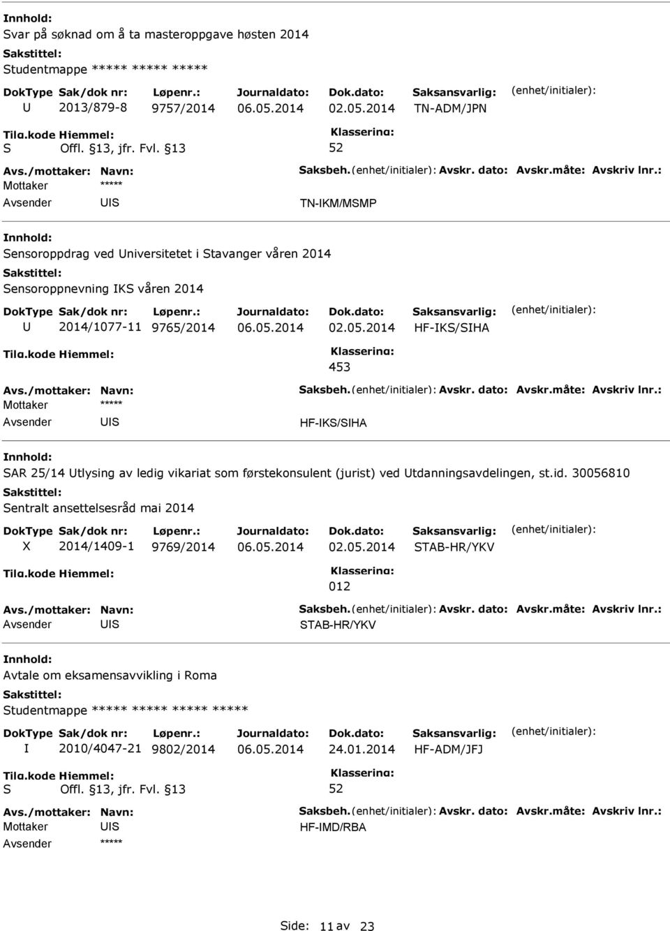 2014 HF-K/HA 453 HF-K/HA AR 25/14 tlysing av ledig vikariat som førstekonsulent (jurist) ved tdanningsavdelingen, st.id.