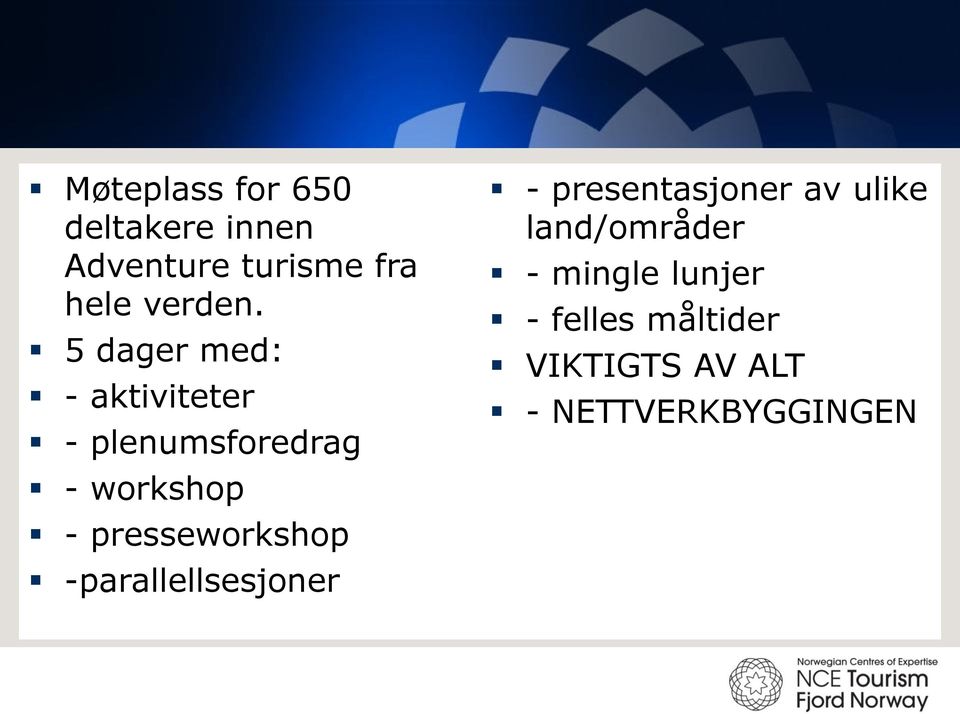 presseworkshop -parallellsesjoner - presentasjoner av ulike