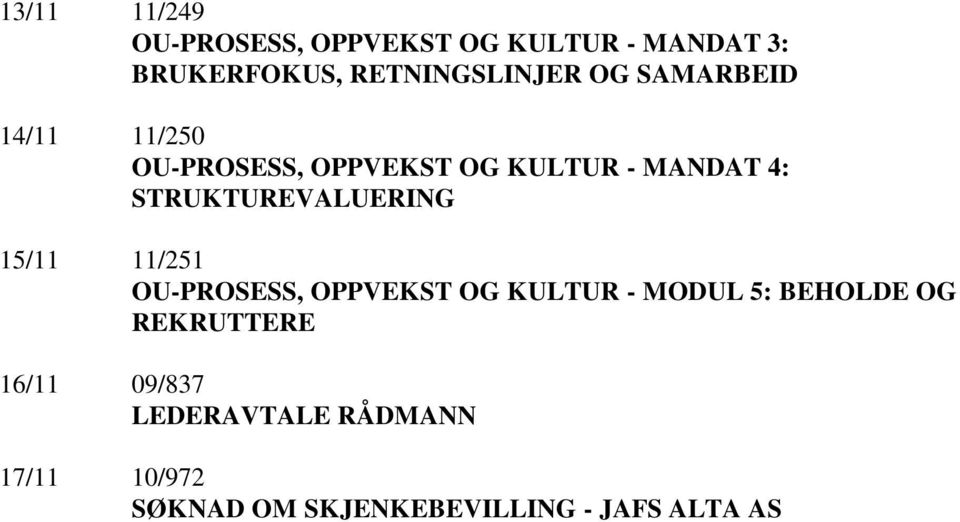 STRUKTUREVALUERING 15/11 11/251 OU-PROSESS, OPPVEKST OG KULTUR - MODUL 5: BEHOLDE