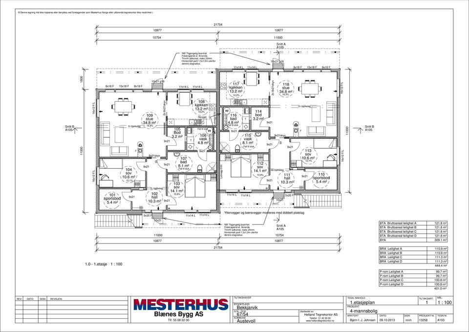 m² 0,9% skyv 0x2 0.3 m² 5x20 3 0.6 m² 2,% 0 5x20 Yttervegger og bærevegger monteres med dobbelt platelag 0x2 NB! ilgjengelig boenhet. otskraperist el. liknende. rinnfri adkomst, maks 25mm.