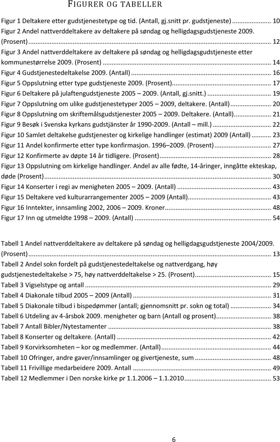 .. 16 Figur 5 Oppslutning etter type gudstjeneste 2009. (Prosent)... 17 Figur 6 Deltakere på julaftengudstjeneste 2005 2009. (Antall, gj.snitt.)... 19 Figur 7 Oppslutning om ulike gudstjenestetyper 2005 2009, deltakere.