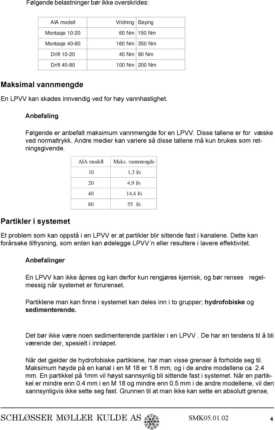 Dette kan forårsake tilfrysning, som enten kan ødelegge LPVV n eller resultere i lavere effektivitet. Anbefalinger AIA modell Maks.