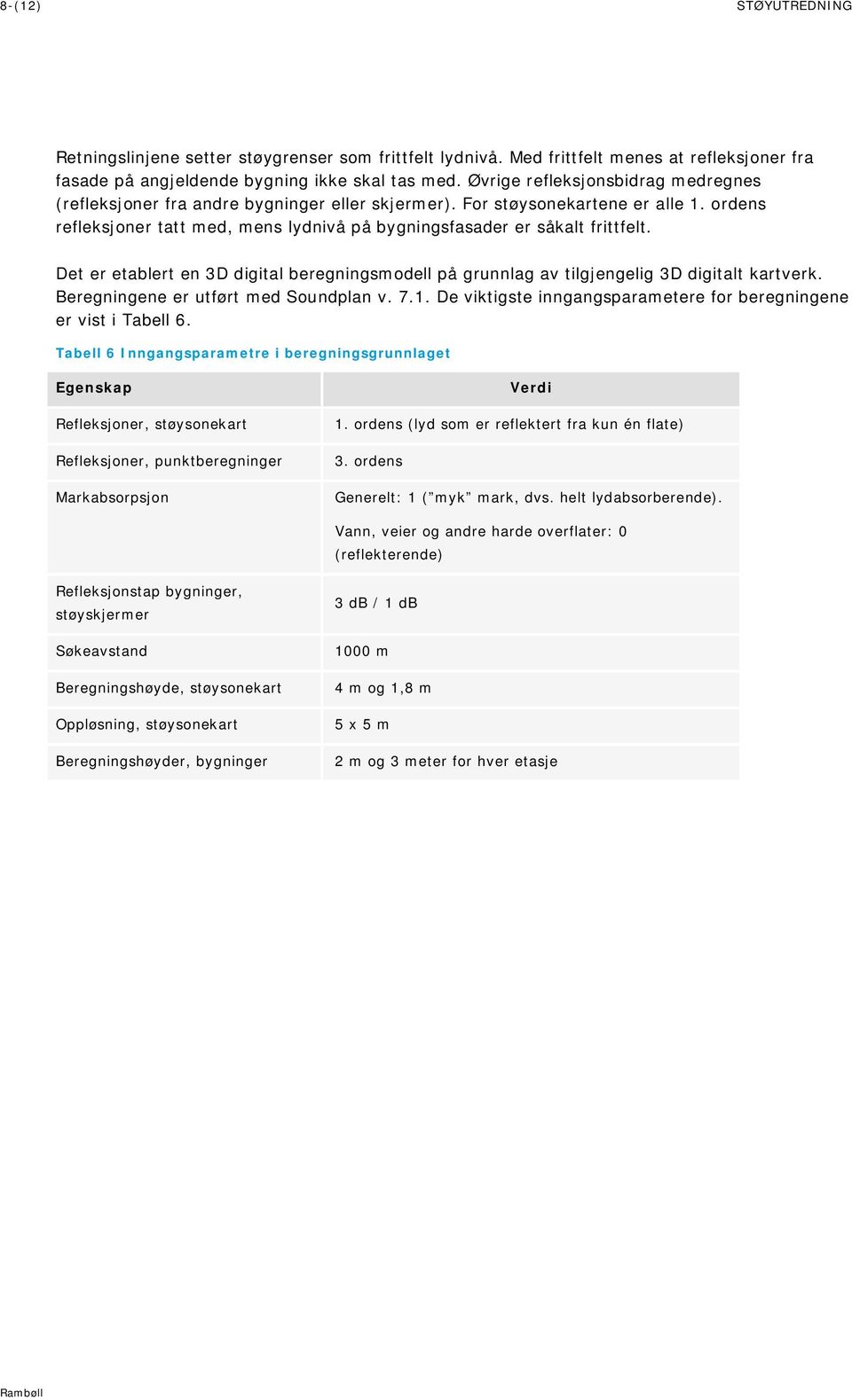 Det er etablert en 3D digital beregningsmodell på grunnlag av tilgjengelig 3D digitalt kartverk. Beregningene er utført med Soundplan v. 7.1.