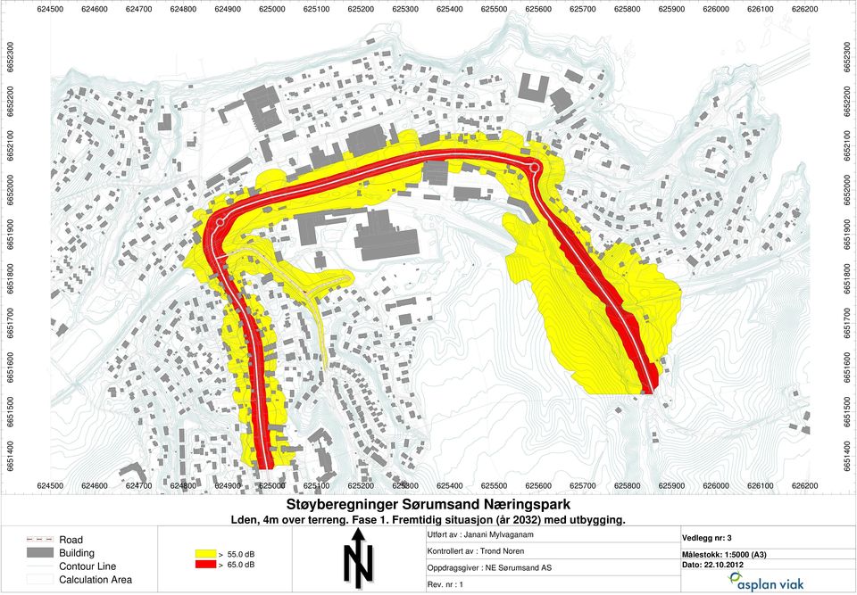 Road Building Contour Line Calculation Area > 55.0 db > 65.