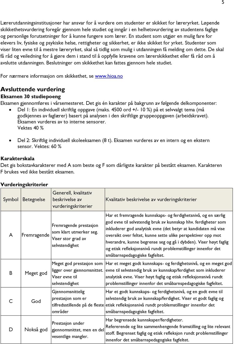 En student som utgjør en mulig fare for elevers liv, fysiske og psykiske helse, rettigheter og sikkerhet, er ikke skikket for yrket.