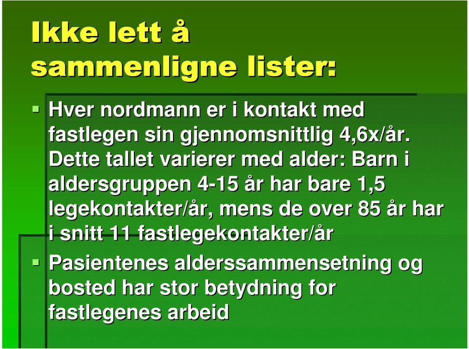 Dette tallet varierer med alder: Barn i aldersgruppen 4-154 år r har bare 1,5