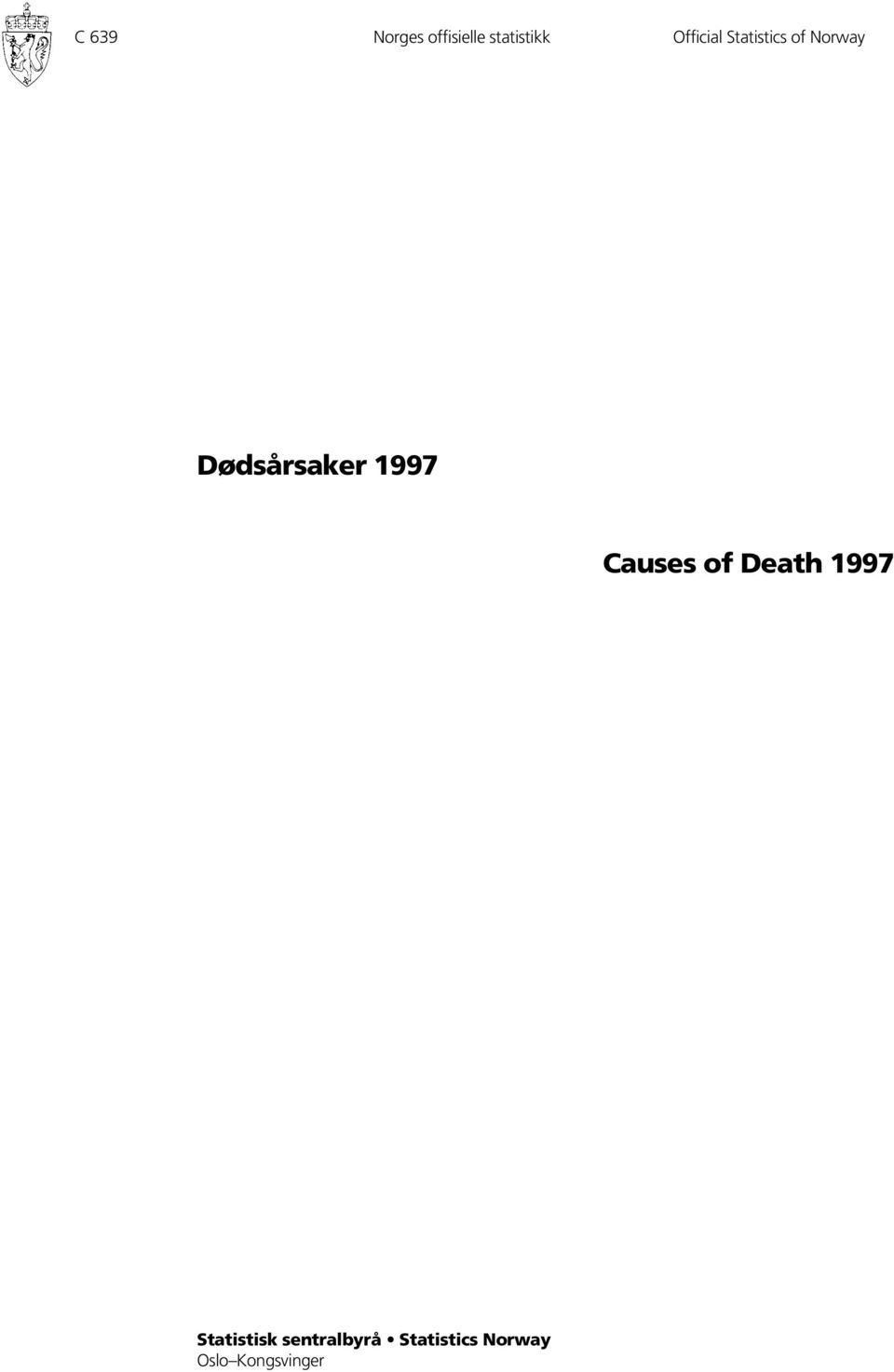 Dødsårsaker 1997 Causes of Death 1997