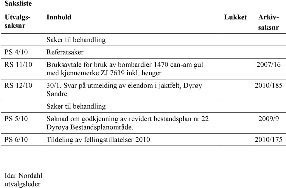 Svar på utmelding av eiendom i jaktfelt, Dyrøy Søndre.