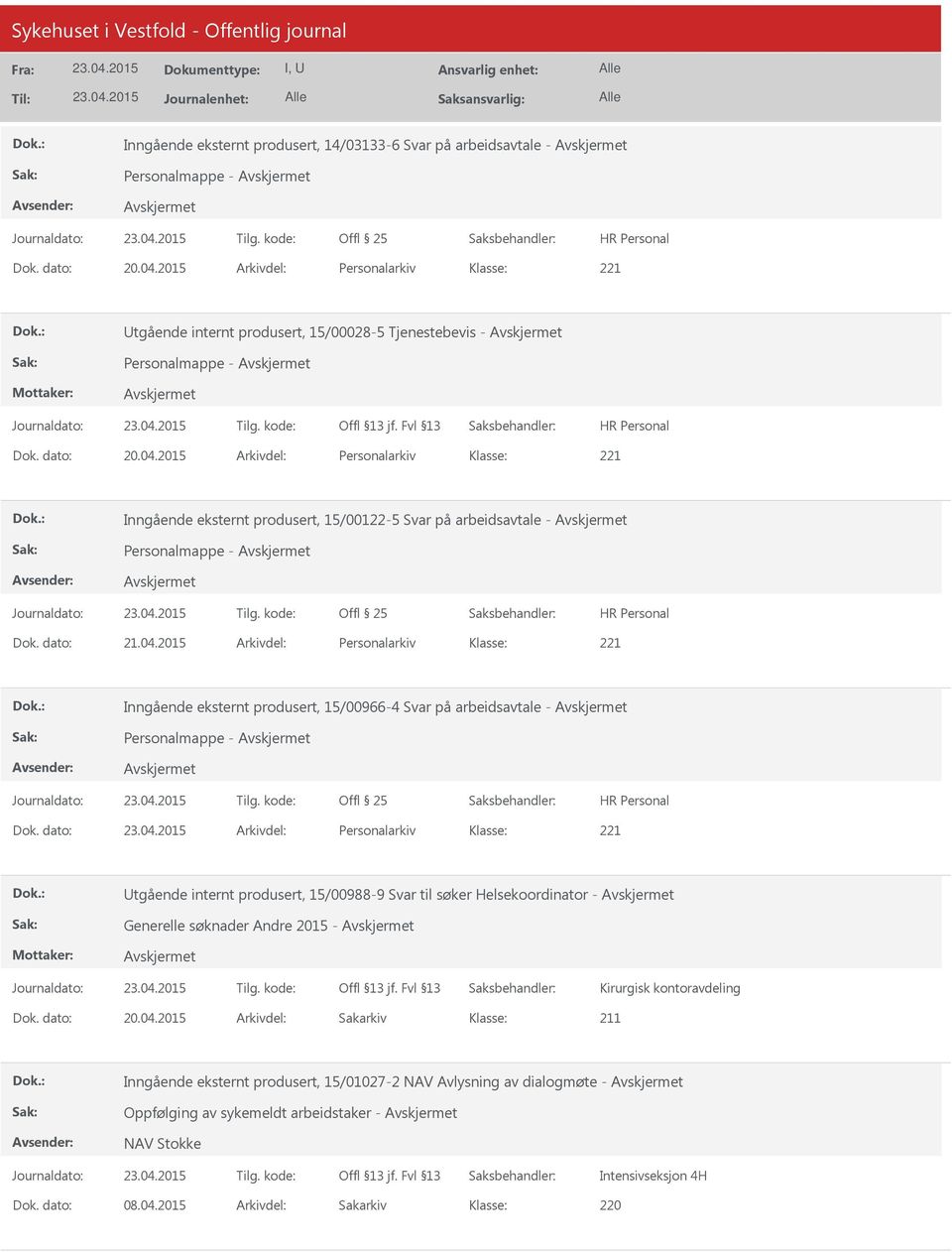 2015 Arkivdel: Personalarkiv Inngående eksternt produsert, 15/00122-5 Svar på arbeidsavtale - Personalmappe - Dok. dato: 21.04.