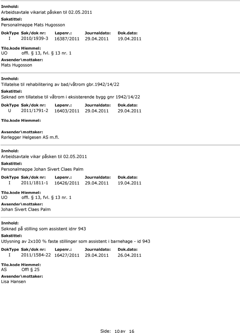 1942/14/22 Søknad om tillatelse til våtrom i eksisterende bygg gnr 1942/14/22 2011/1791-2 16403/2011 Rørlegger Helgesen AS m.fl.