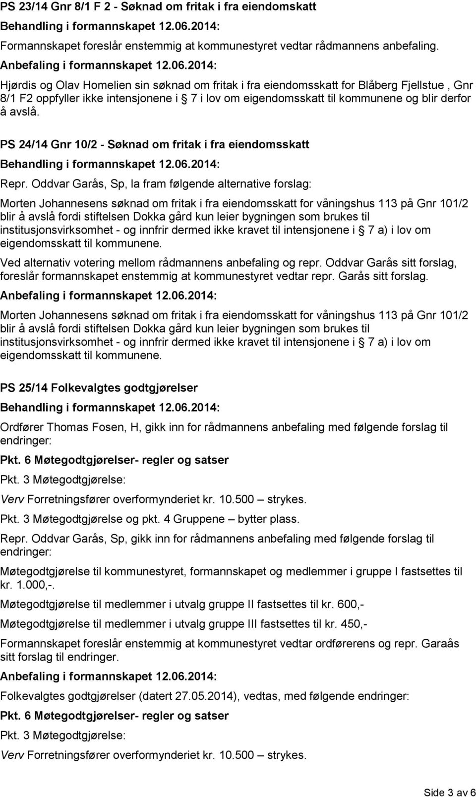 PS 24/14 Gnr 10/2 - Søknad om fritak i fra eiendomsskatt Repr.