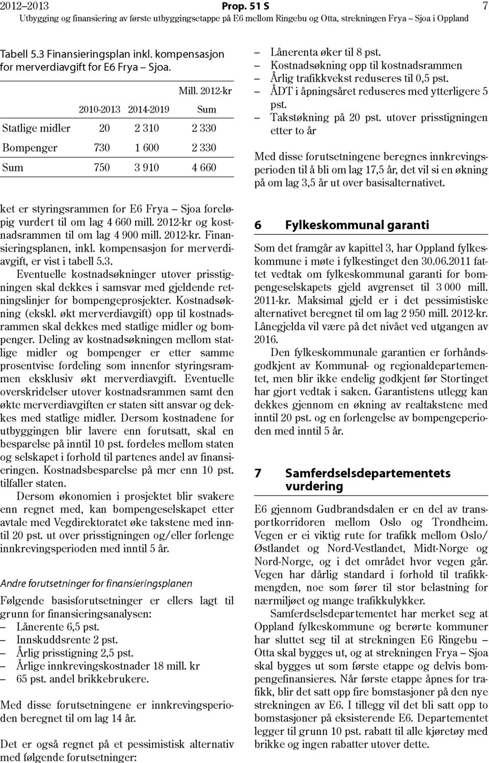 2012-kr og kostnadsrammen til om lag 4 900 mill. 2012-kr. Finansieringsplanen, inkl. kompensasjon for merverdiavgift, er vist i tabell 5.3.