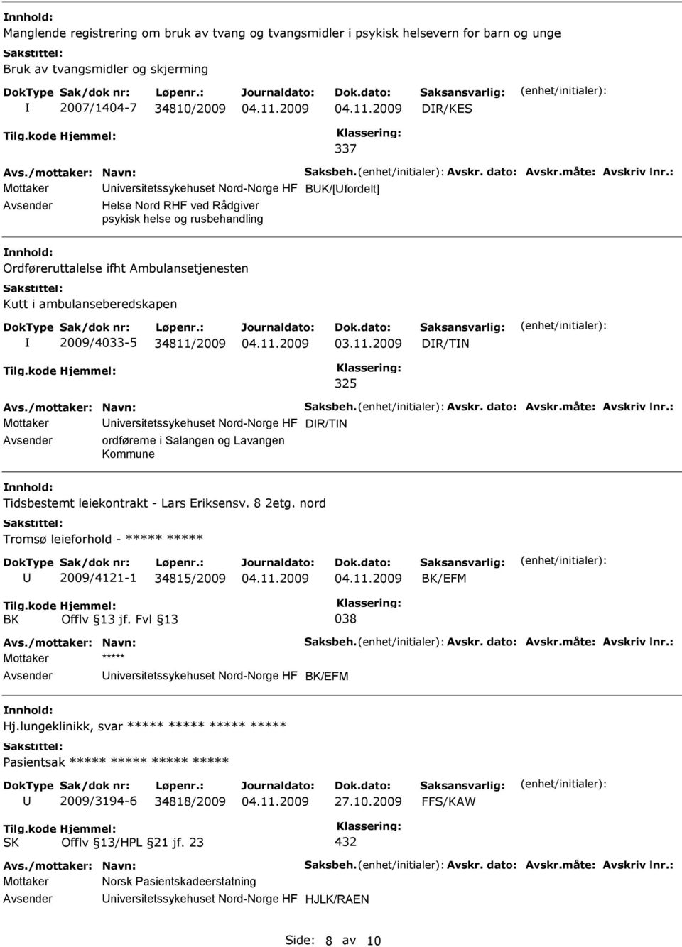 niversitetssykehuset Nord-Norge HF DR/TN ordførerne i Salangen og Lavangen Kommune Tidsbestemt leiekontrakt - Lars Eriksensv. 8 2etg.