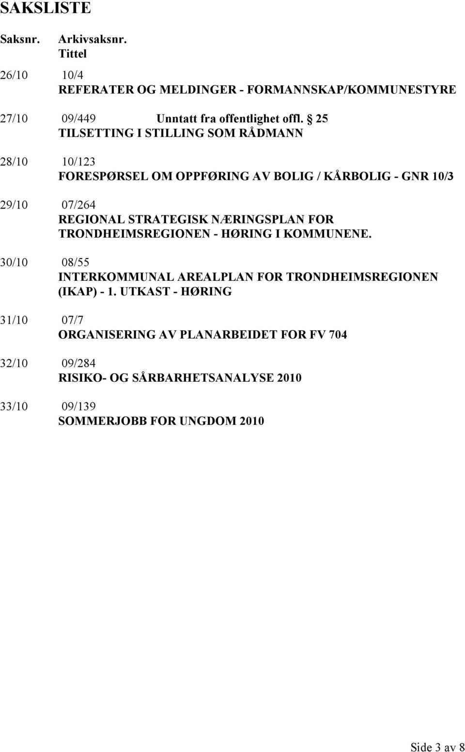 NÆRINGSPLAN FOR TRONDHEIMSREGIONEN - HØRING I KOMMUNENE. 30/10 08/55 INTERKOMMUNAL AREALPLAN FOR TRONDHEIMSREGIONEN (IKAP) - 1.