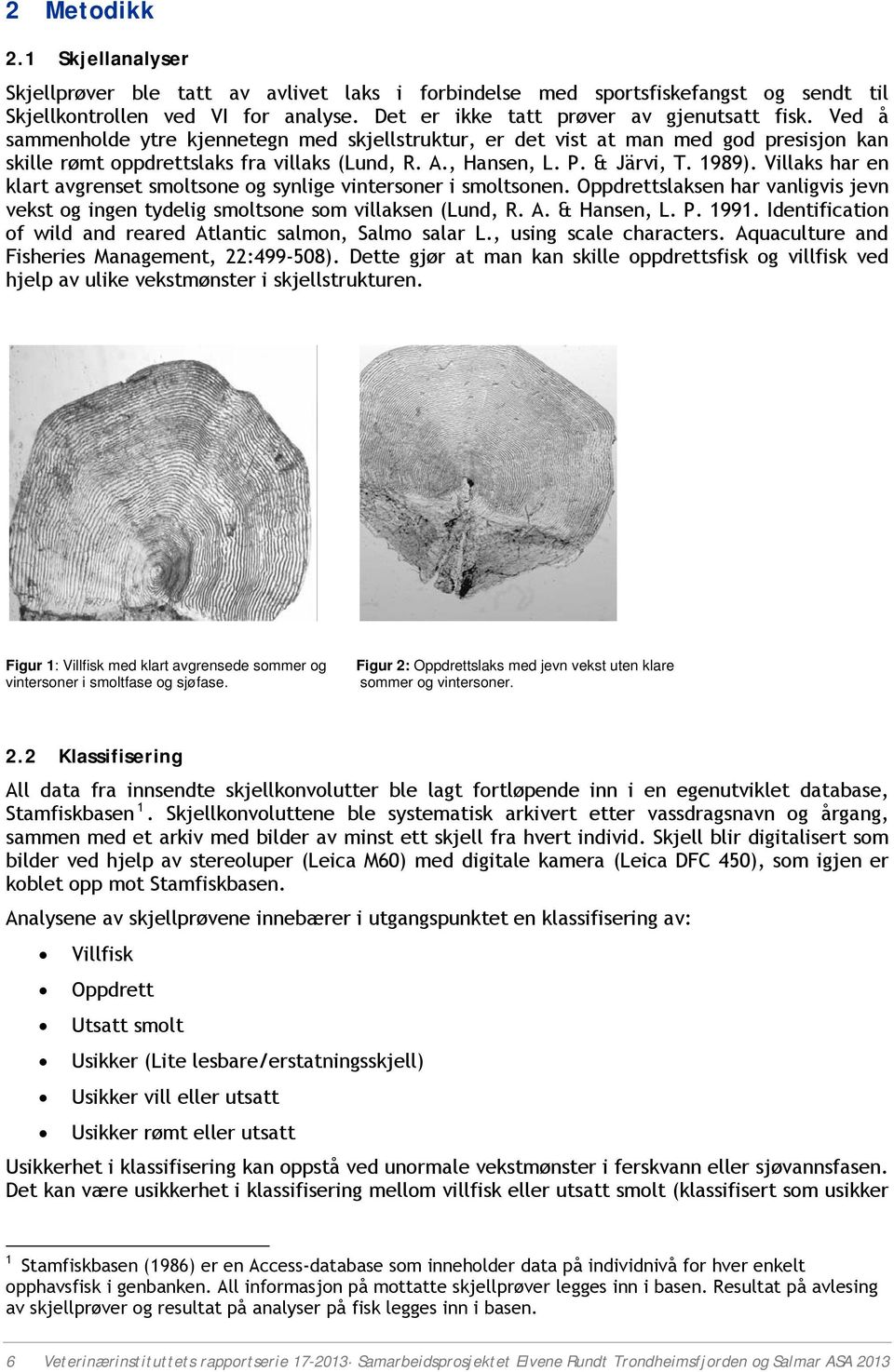 Villaks har en klart avgrenset smoltsone og synlige vintersoner i smoltsonen. Oppdrettslaksen har vanligvis jevn vekst og ingen tydelig smoltsone som villaksen (Lund, R. A. & Hansen, L. P. 1991.