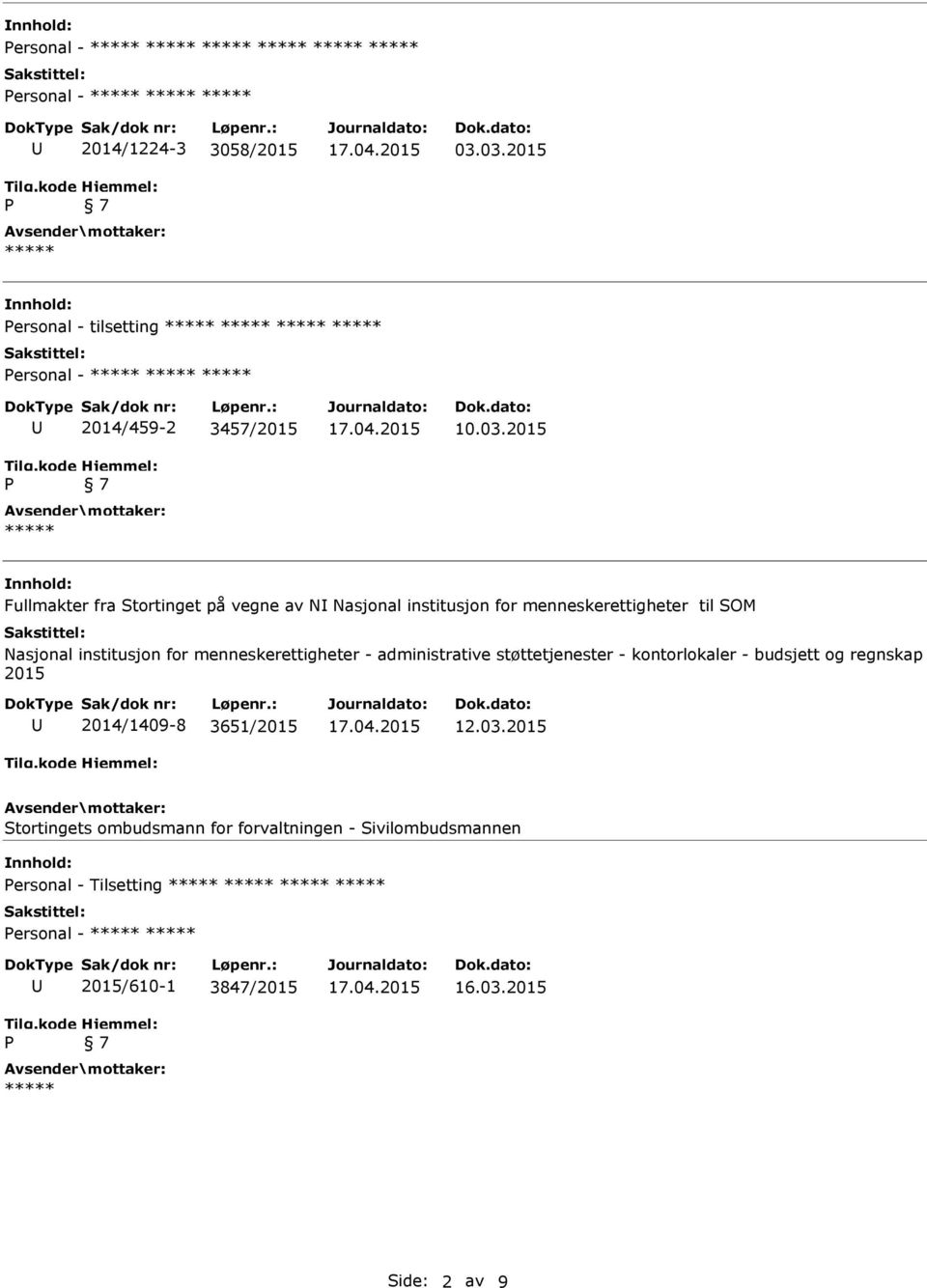 institusjon for menneskerettigheter til SOM Nasjonal institusjon for menneskerettigheter - administrative støttetjenester -