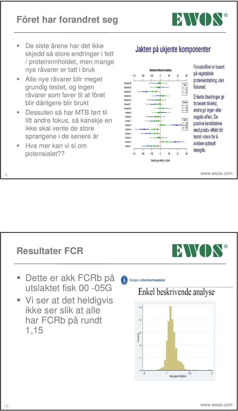 ført til litt andre fokus, så kanskje en ikke skal vente de store sprangene i de senere år Hva mer kan vi si om potensialet?? 9 www.ewos.