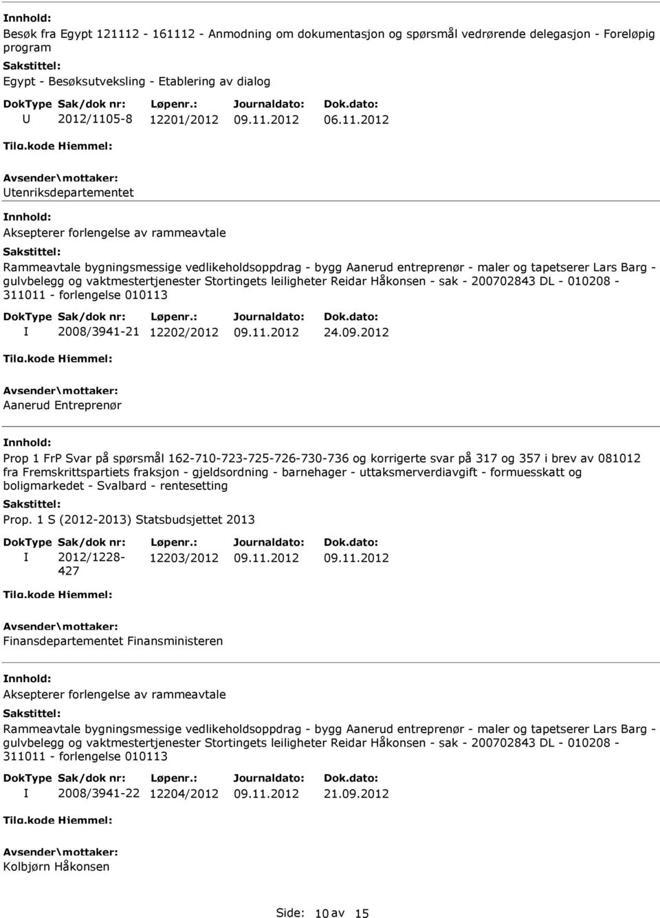 2 - Anmodning om dokumentasjon og spørsmål vedrørende delegasjon - Foreløpig program Egypt - Besøksutveksling - Etablering av dialog U 2012/110