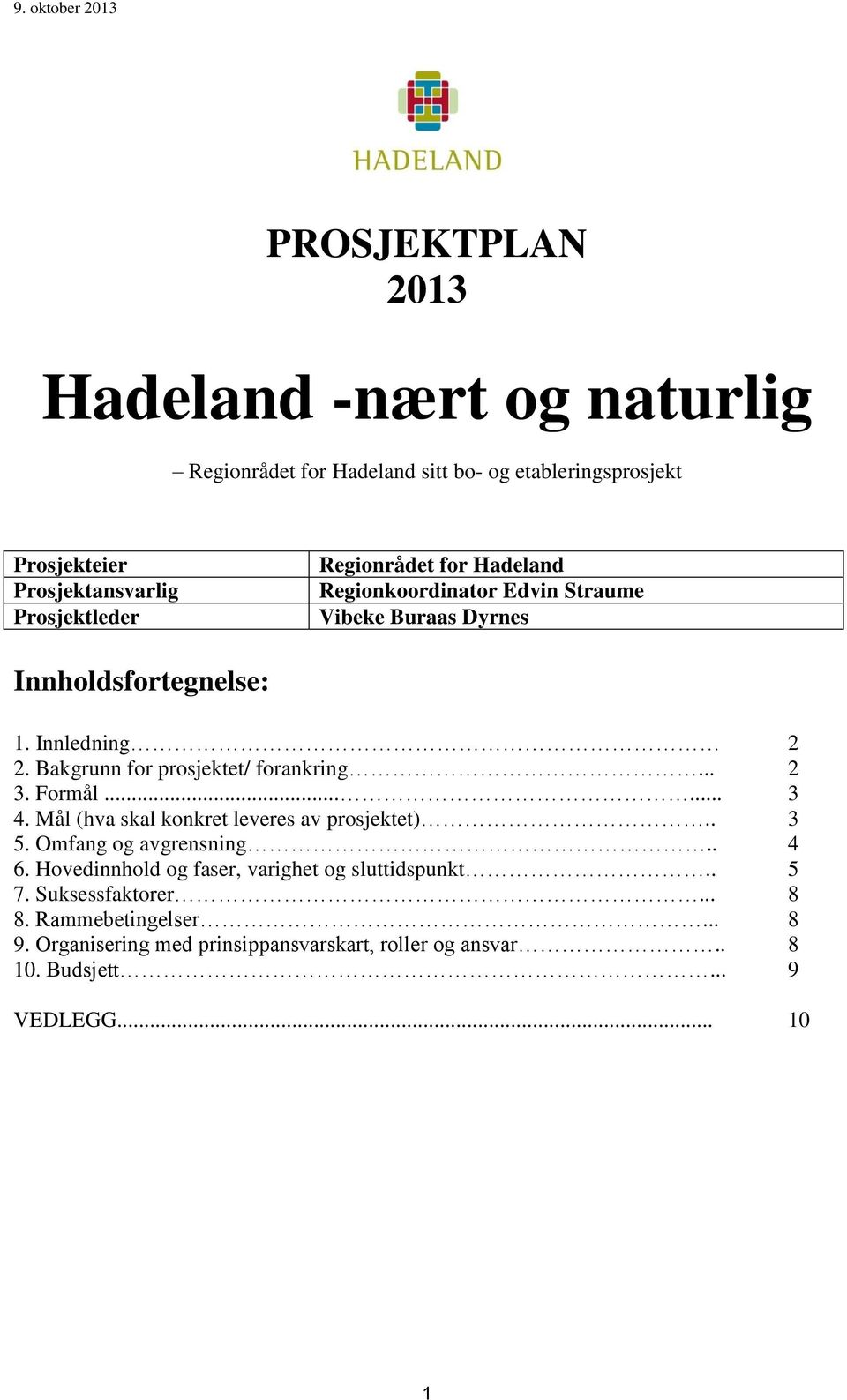 Bakgrunn for prosjektet/ forankring... 2 3. Formål...... 3 4. Mål (hva skal konkret leveres av prosjektet).. 3 5. Omfang og avgrensning.. 4 6.