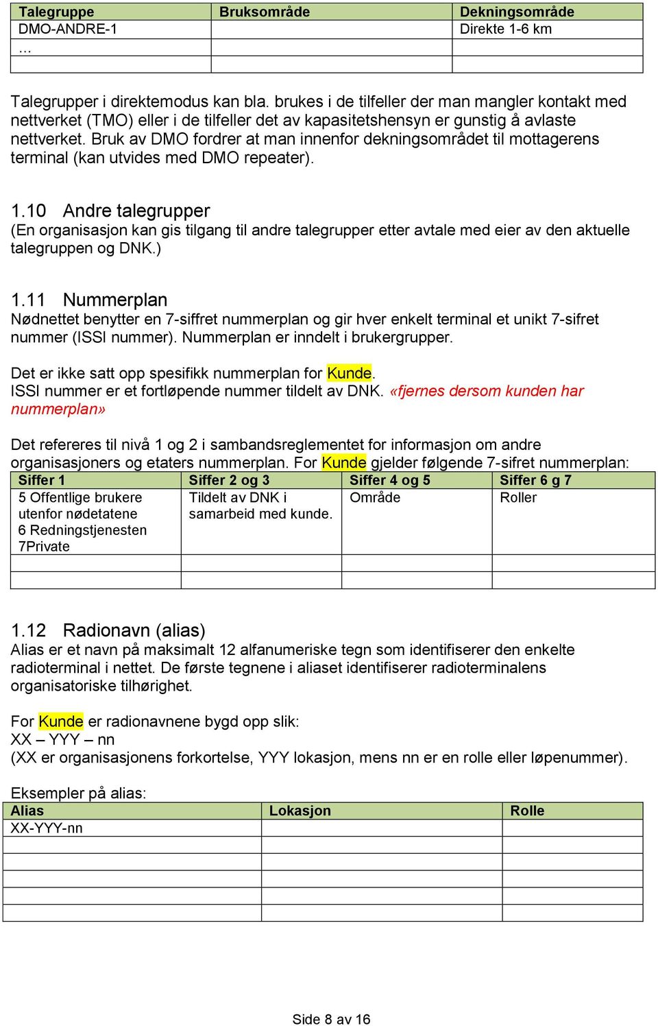 Bruk av DMO fordrer at man innenfor dekningsområdet til mottagerens terminal (kan utvides med DMO repeater). 1.