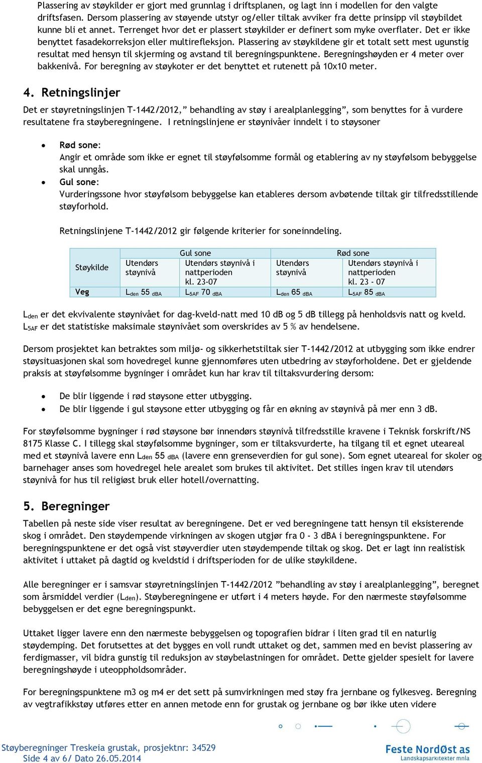 Det er ikke benyttet fasadekorreksjon eller multirefleksjon. Plassering av støykildene gir et totalt sett mest ugunstig resultat med hensyn til skjerming og avstand til beregningspunktene.