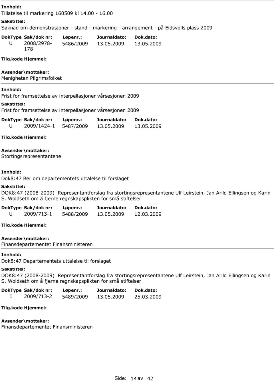 Stortingsrepresentantene nnhold: Dok8:47 Ber om departementets uttalelse til forslaget DOK8:47 (2008-2009) Representantforslag fra stortingsrepresentantene lf Leirstein, Jan Arild Ellingsen og Karin