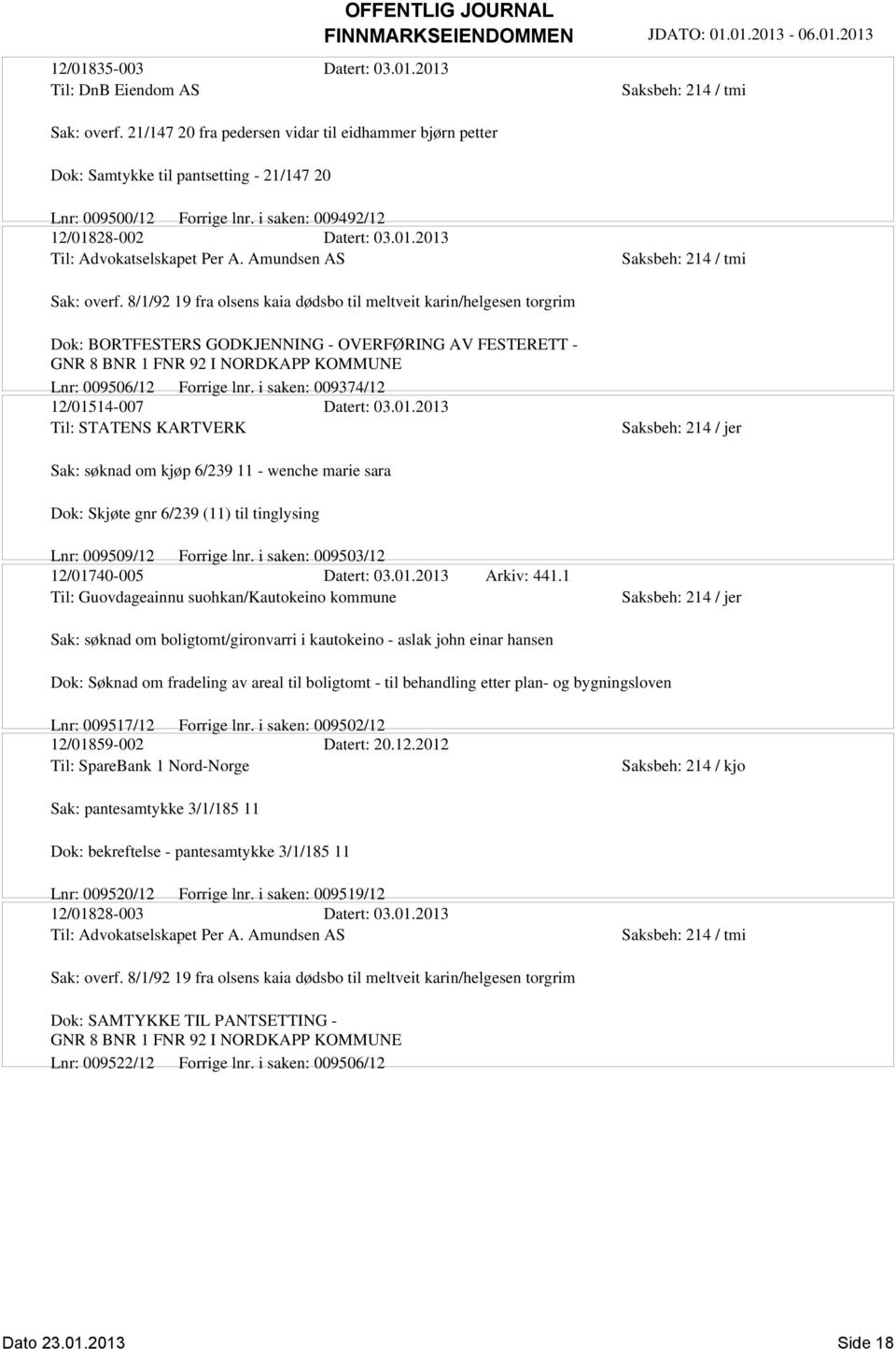 8/1/92 19 fra olsens kaia dødsbo til meltveit karin/helgesen torgrim Dok: BORTFESTERS GODKJENNING - OVERFØRING AV FESTERETT - GNR 8 BNR 1 FNR 92 I NORDKAPP KOMMUNE Lnr: 009506/12 Forrige lnr.