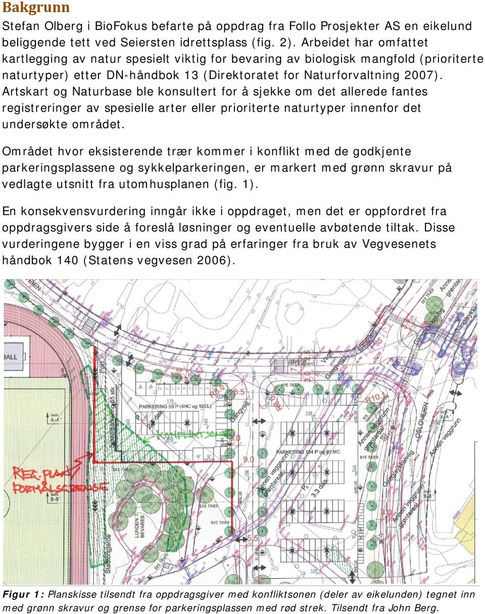 Artskart og Naturbase ble konsultert for å sjekke om det allerede fantes registreringer av spesielle arter eller prioriterte naturtyper innenfor det undersøkte området.