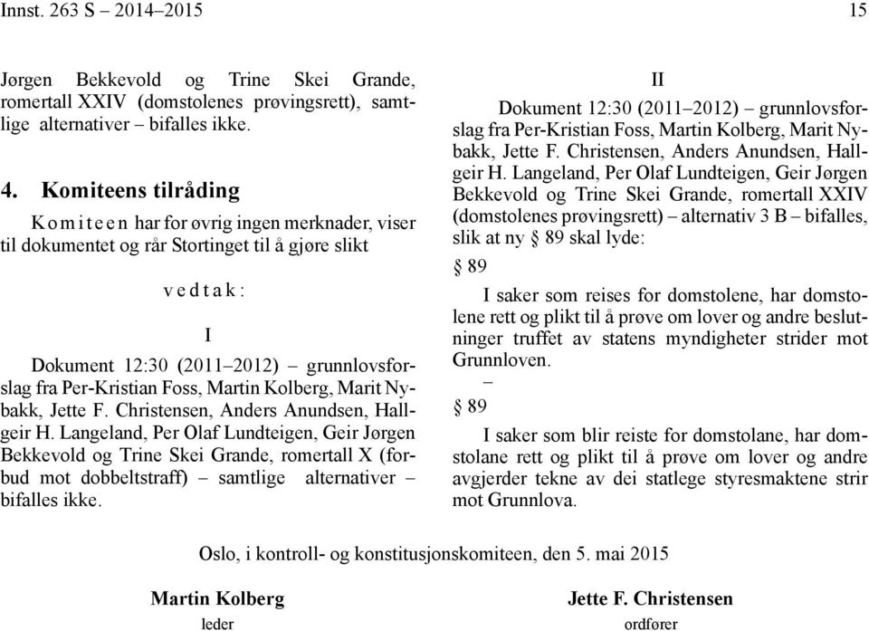 Martin Kolberg, Marit Nybakk, Jette F. Christensen, Anders Anundsen, Hallgeir H.