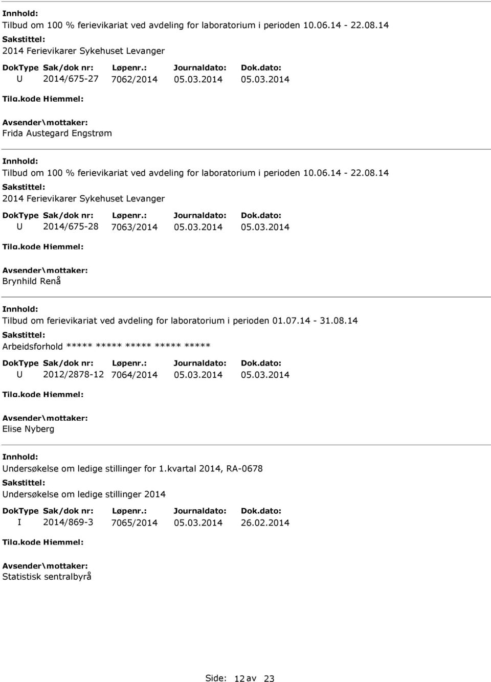 Tilbud om ferievikariat ved avdeling for laboratorium i perioden 01.07.14-31.08.