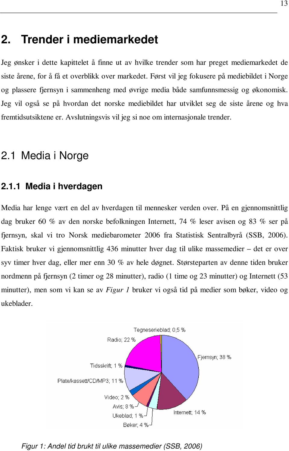 Jeg vil også se på hvordan det norske mediebildet har utviklet seg de siste årene og hva fremtidsutsiktene er. Avslutningsvis vil jeg si noe om internasjonale trender. 2.1 