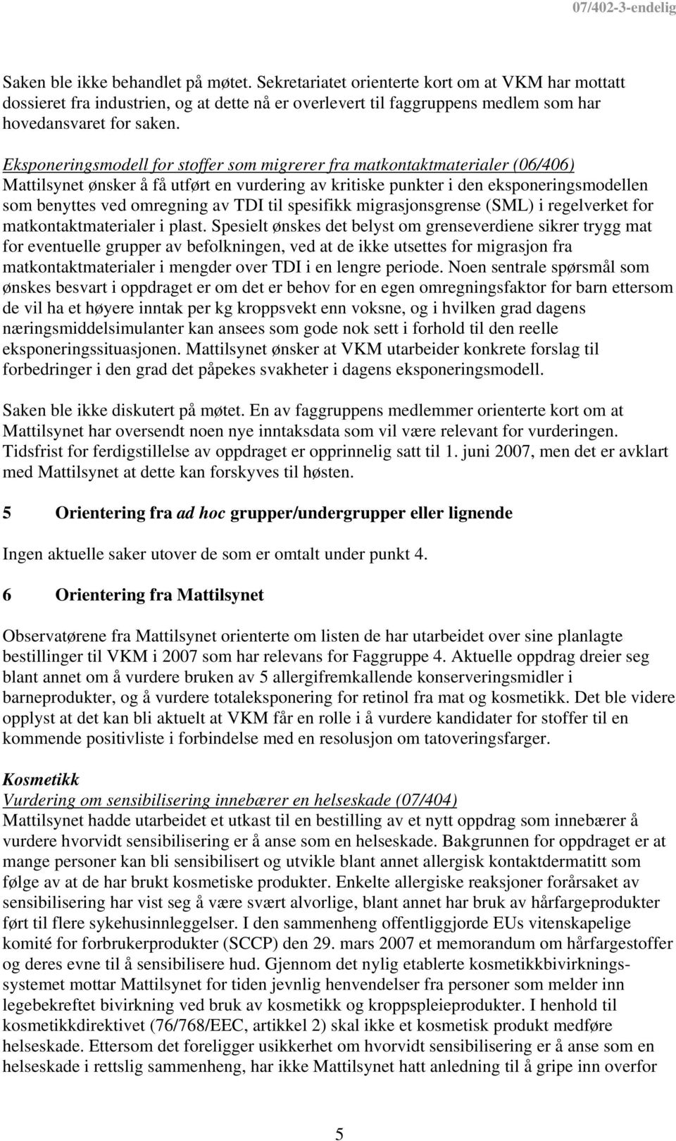 TDI til spesifikk migrasjonsgrense (SML) i regelverket for matkontaktmaterialer i plast.